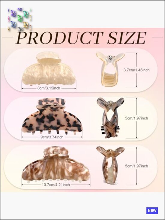 12 Acrylic Hair Claw Clips Non Slip Hold Clamps Bulk Leopard Print Barrettes main image 5